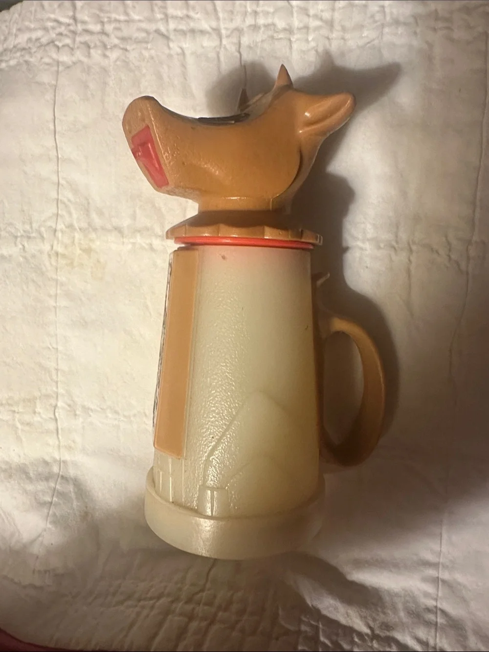 Vintage retro 90’s cream cow Plastic Pitcher - Tan and Cream mid century modern